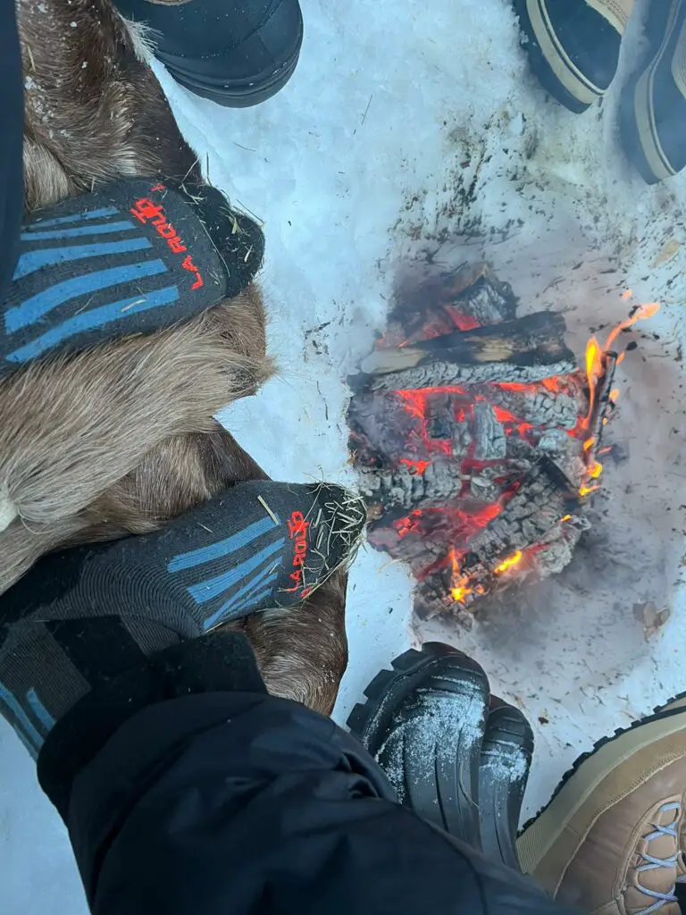 test des chaussettes en mérinos d'arles à -30°C confort en laponie suédoise